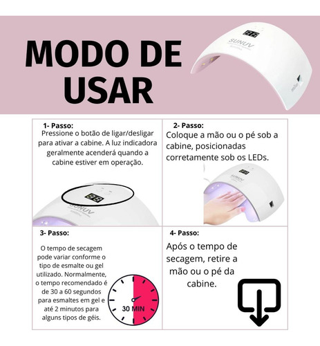 Sunuv Sun9x Plus Cabine Secagem Unhas 18 Leds Bivolt