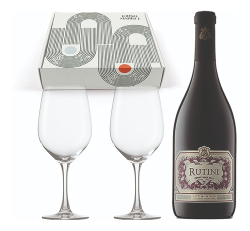 Caja Regalo Vino Rutini Pinot Noir + 2 Copas De Cristal 