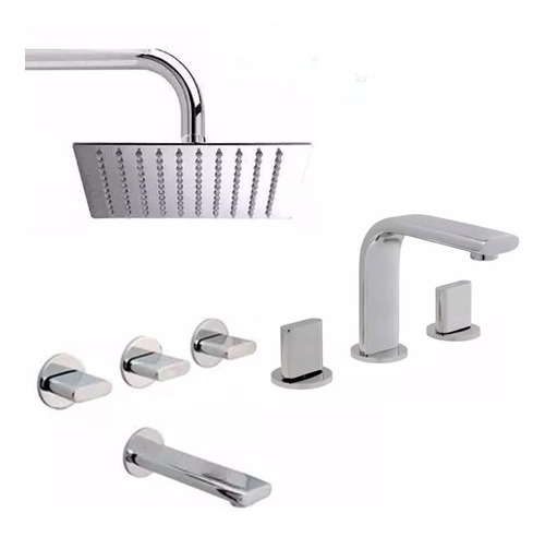 Juego Grifería Baño Hydros Icon Ducha Mesada Duchon Metal