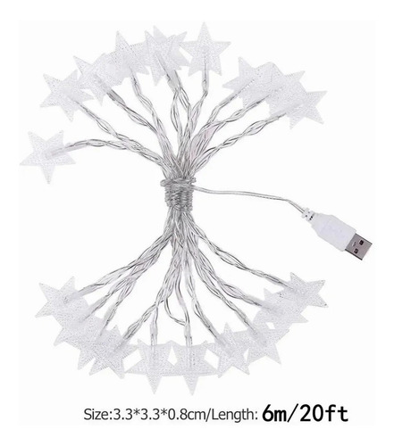 Imagen 3 de 6 de Cortina Serie De Luces Con 6m 40led Estrella Luz Cadena