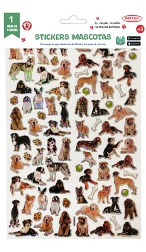 Stickers Mascotas Perro Y Gatos Artel Color Hologramas