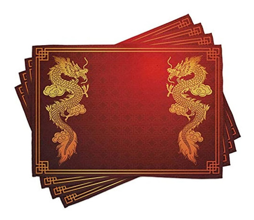 Ambesonne Dragon Place Mats Conjunto De 4 Herencia China His