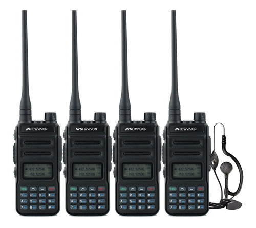 Kit 4 Handy Radio Walkie Talkie Newvision Uhf Vhf 8w Bibanda