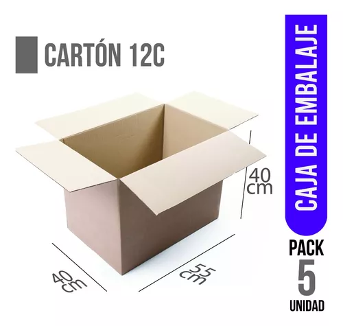 Pack 5 Cajas De Carton 55x40x40cm Para Embalaje Mudanza