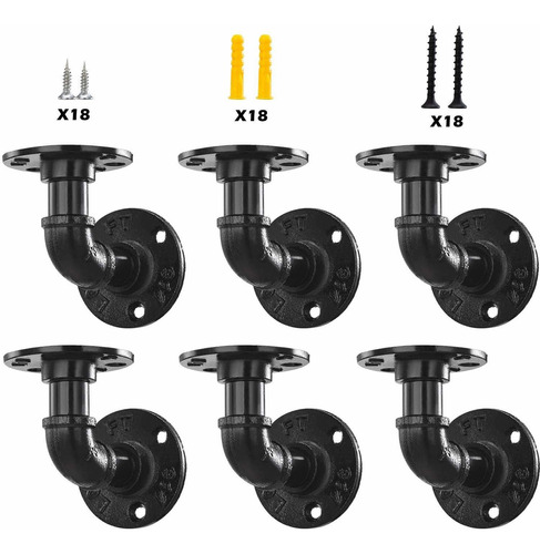 6 Soporte Industrial Para Estante Tuberia Estanteria Hierro