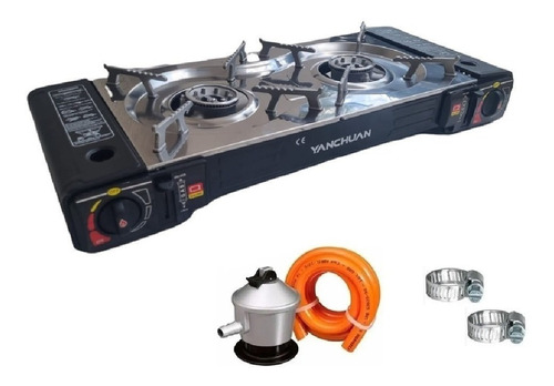 Cocinilla Encimera Portátil 2 Quemadores Camping + Kit 0016