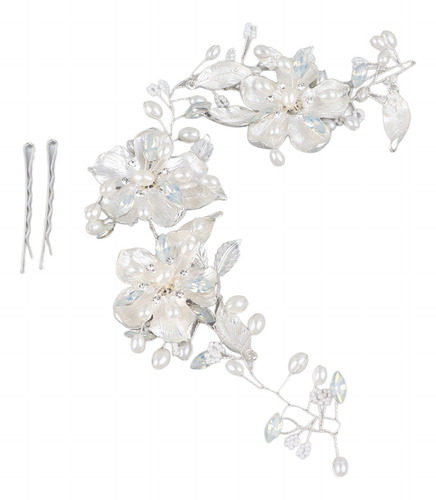 Horquilla De Boda Con Flores Y Perlas Artificiales
