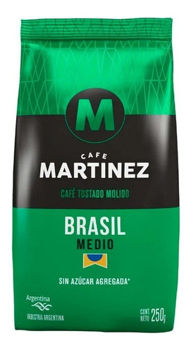 Cafe Martinez tostado molido Brasil 250g sin azúcar agregada