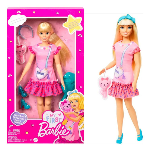 Mi Primera Barbie Mattel Basica Falda Rosa Corazones Hll18
