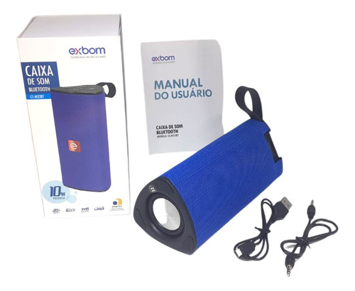 Imagem 6 de 6 de Caixa De Som Bluetooth Alto Falante Usb Sd Fm Exbom Azul