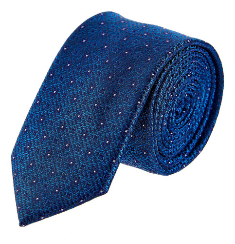 Corbata Slim Hombre Puntos Jaquard Vittorio Forti Color Turqueza Diseño De La Tela Relieve Largo 65 Cm