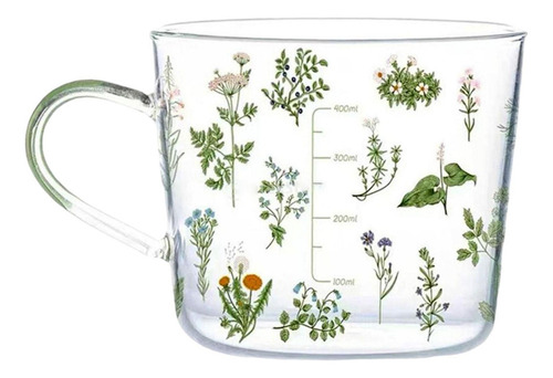 Taza De Cristal Impresa Clara Grande, Tazas De Leche, Jugo