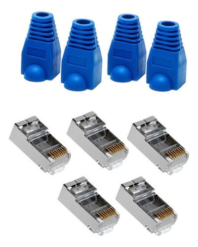 Plug Rj45 Cat 6 Blindado Paquete Por 50 Unidades + 50 Botas