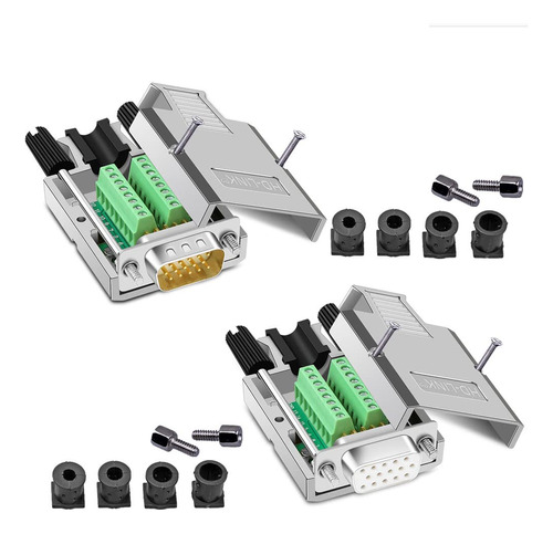 Jienk 2 Unids Vga Db15 Adaptador Hembra Macho De 3 Filas, 0.