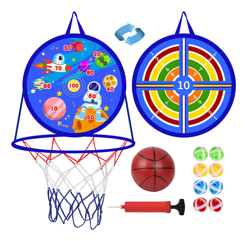 Aro Baloncesto 2 En 1 Y Tablero Dardos 14 Niños.
