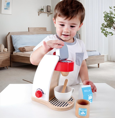 Set De Cocina De Madera Máquina De Café Con Accesorios Blanc