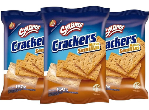 Galletitas Crackers Con Semillas Sin Tacc Smams 150 Gr X 3