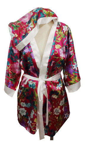 Robe De Cetim Com Capuz  Floral Pronta Entrega T44 Gg