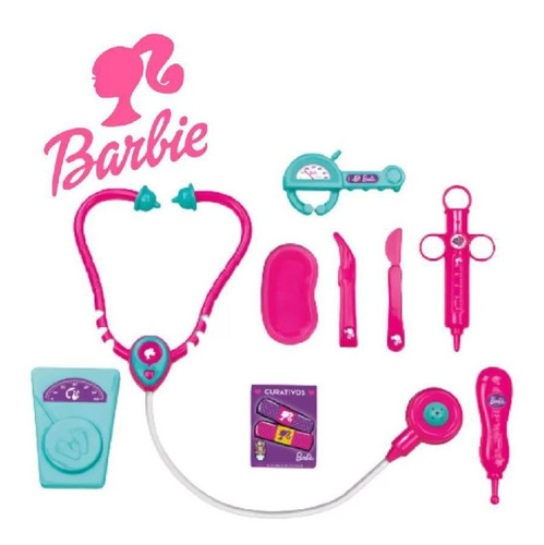 Brinquedo Barbie Doutora Médica Médio 9 Peças Fun F0058-0