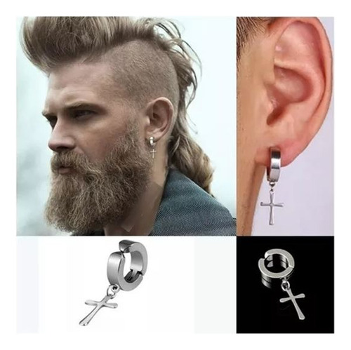 Aros Presión Argolla Acero Resistente Con Cruz Piercing Moda