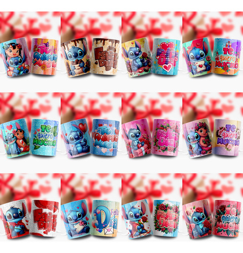 Diseños Stich Enamorados Para Tazas 14 De Febrero Sublimacio