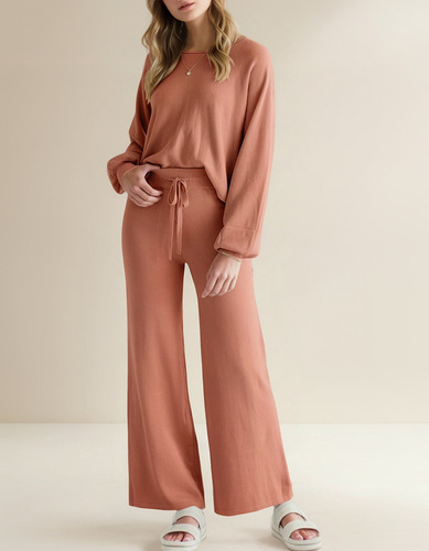 Tops De 2 Piezas Para Mujer Pantalones Anchos, Ropa El Hogar