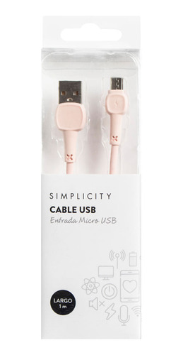 Cable Usb Simplicity De Silicona Rosa Android