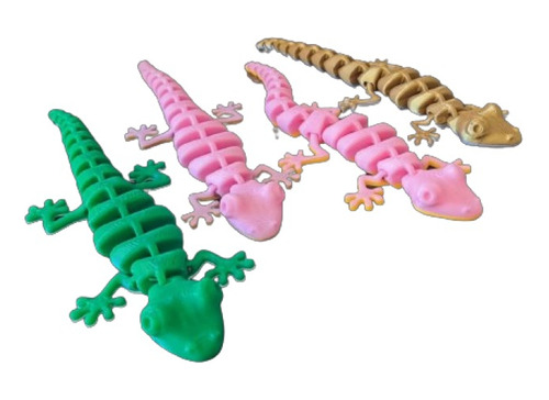 Set 3 Muñecos Colección Gecko Articulado Bicolor Impreso 3d