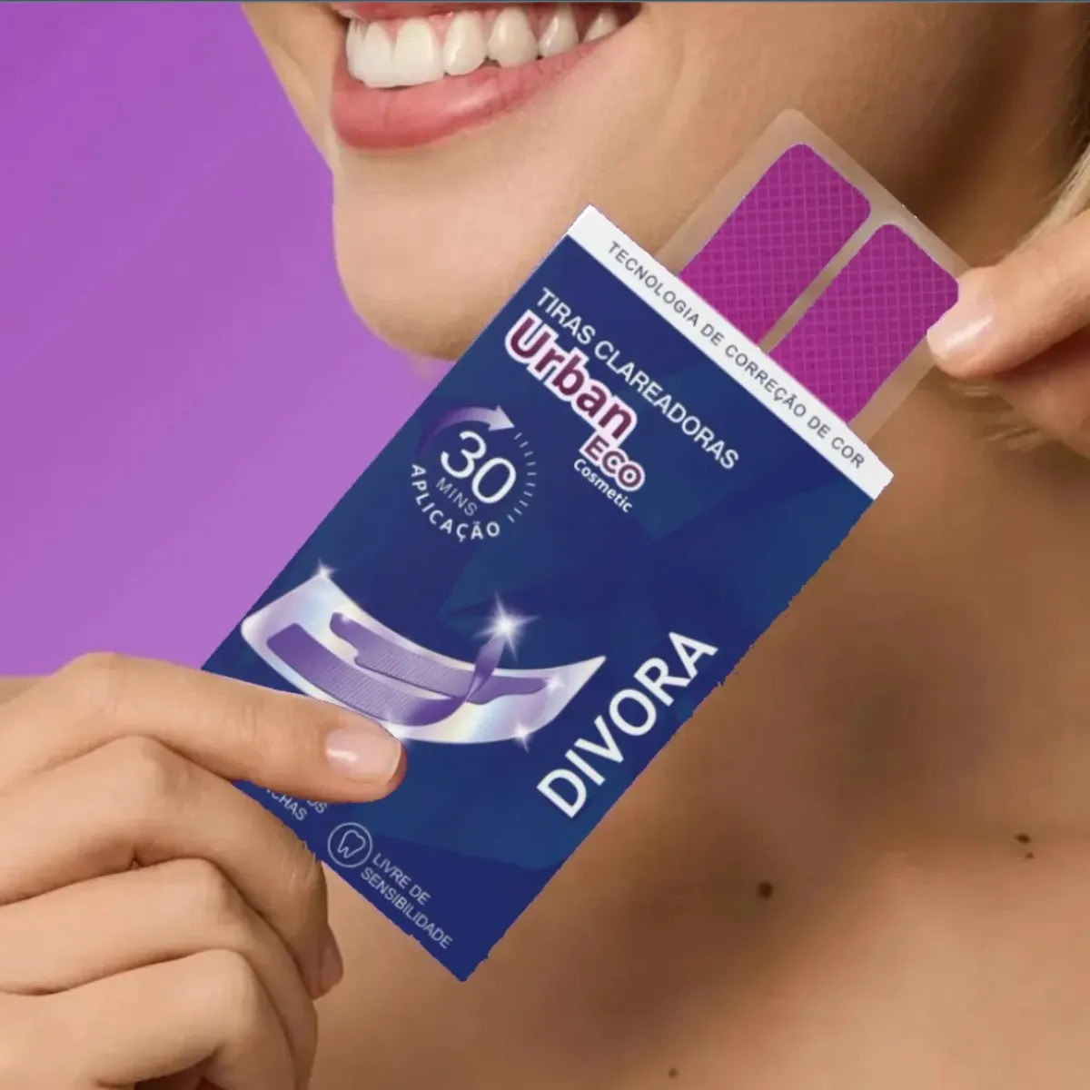 6x Fitas Roxas Para Clareamento Dental 3 Sachês Teeth White Ultra Sorriso Brilhate Strips Clareador - Urban Eco Cosmetic