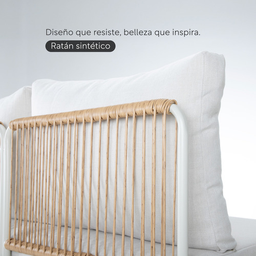 Juego De Sala L sunset ratán Sofá Seccional Para Exterior Jardín Color Natura Con cojines Y Mesa De Centro 5 piezas Mueble De Patio Terraza Balcón Kingshouse