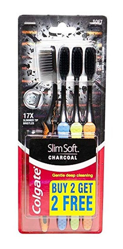 Cepillo De Dientes Colgate Slim Soft Charcoal (paquete De 3)