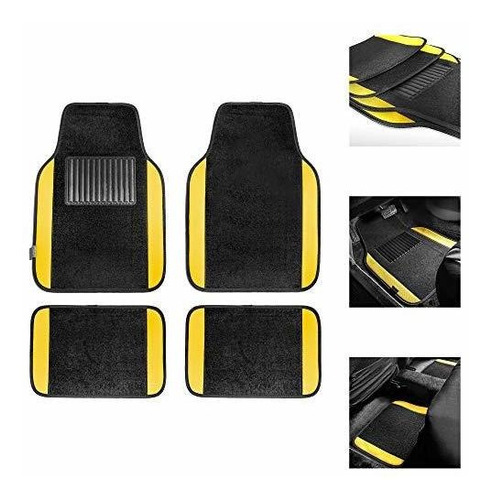 Tapetes - Tlh Carpet Floor Mats With Colored Trim, Yellow Co