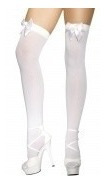 Medias Buscaneras Sexy ! Opaca Blanco Con Lazo Laterales