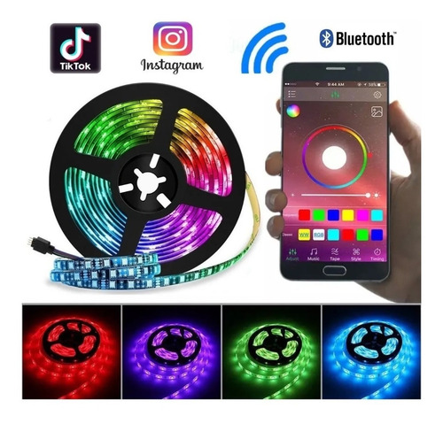 Imagen 4 de 10 de Tiktok Cinta Luces Rgb Led Colores Bluetooth