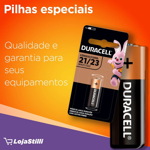 Pilha Alcalina Mn21/ A23 12v Duracell Com 2 Unidades