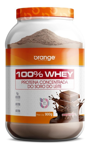 100% Whey Protein Concentrado 900g Orange Nutrition Sabor Chocolate