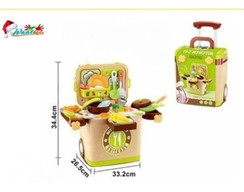 Set De Cocina Kitchen Maleta , Con Música Y Luz 23 Piezas