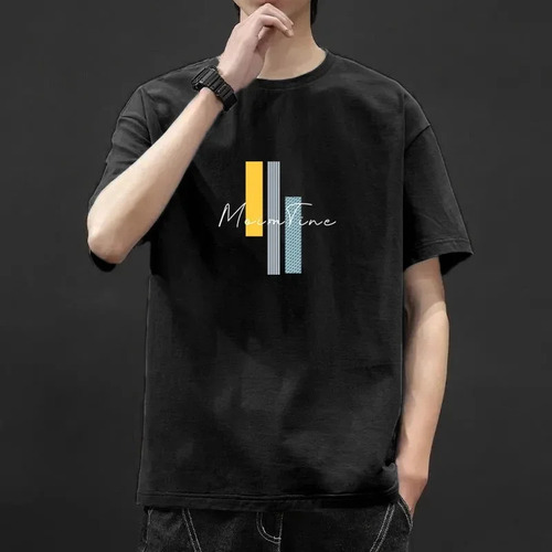 Camiseta De Manga Corta Con Cuello Redondo Para Hombre Con E