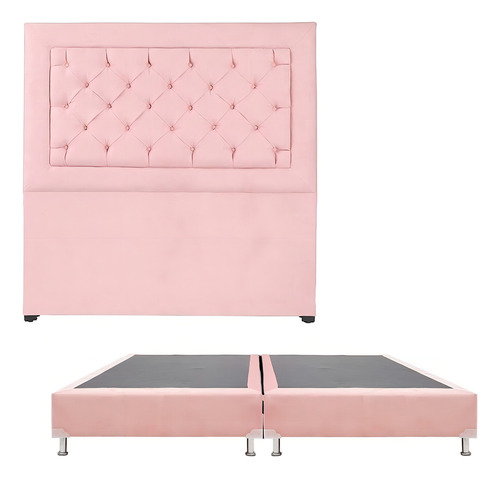 Cabecera King Size Dicasa Mary Rosa + Box Dicasa Pink