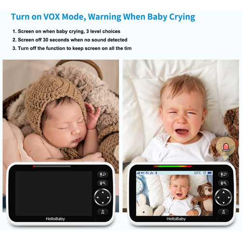 Monitor Para Bebés Hellobaby Hb6550 De 5 Pulgadas Con 4 Cáma