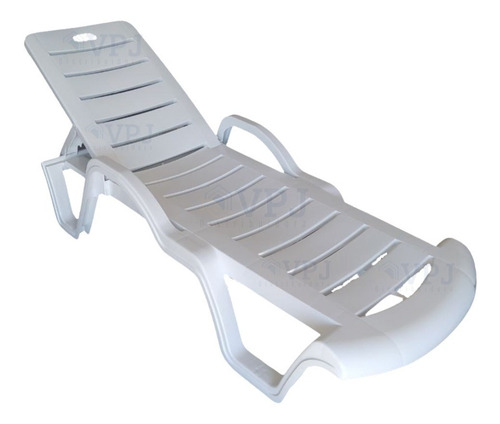 Tumbona de plástico para playa y piscina, verano, color blanco