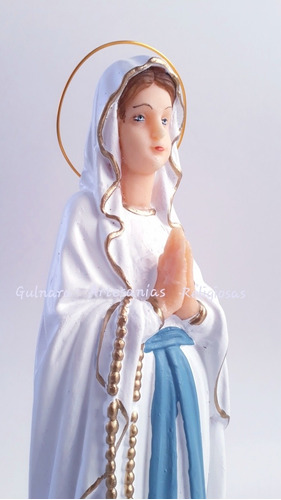 Virgen De Lourdes Imagen Irrompible Pvc 30 Cm + Velas 