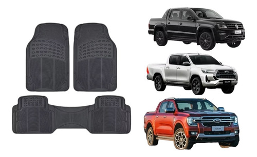 Cubre Alfombra 3 Piezas De Goma Pesada Hilux Amarok Ranger