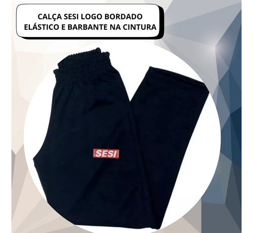 Kit 3 Peças Uniforme Escolar Sesi Bordado Infantil 8 Ao 16 Preto 10