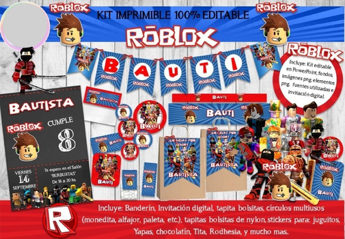 Kit Imprimible Roblox Candy Bar Invitación Decoración N48