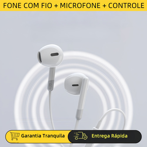 Fones De Ouvido Com Microfone E Fio Ezra Cor Preto Branco