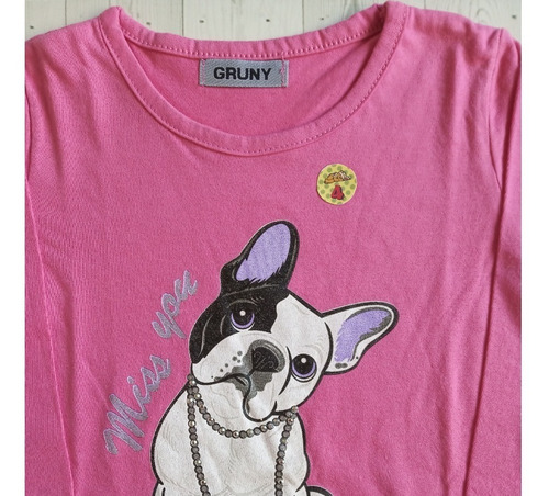 Imagen 2 de 3 de Remera Manga Larga Bulldog Francés Marca Gruny Talle 4