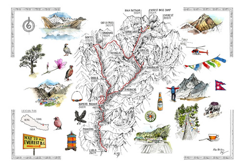 Poster Trekking Everest - A3 - Couché 250g