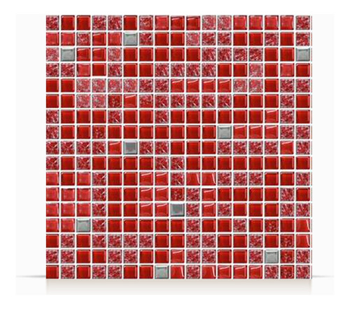 Malla 30x30 Mosaico Crac Rojo Vidrio Piu