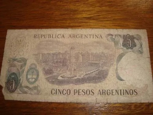 Billete Argentino 5 Pesos Serie Numero A 22.824.088